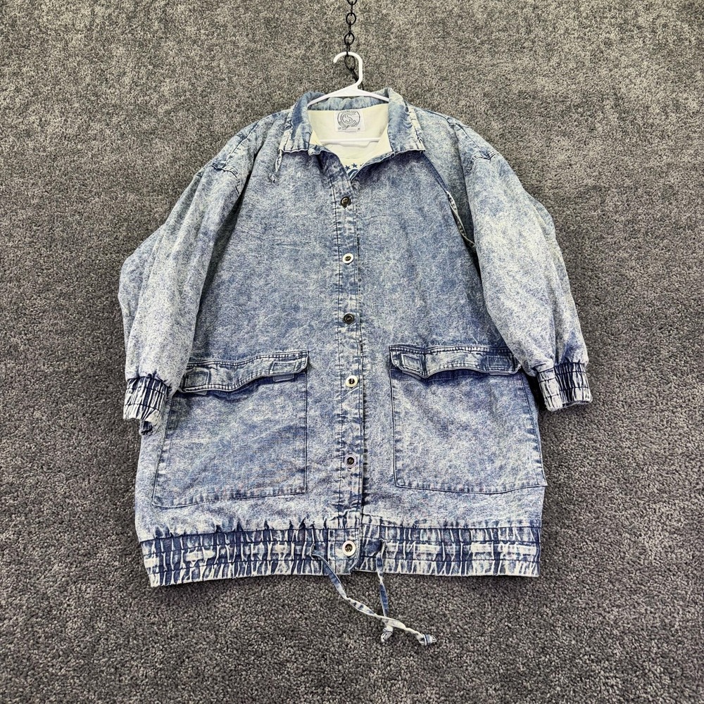Vtg Current Seen Jacket Womens One Size Blue Acid Wash Denim Button Pockets